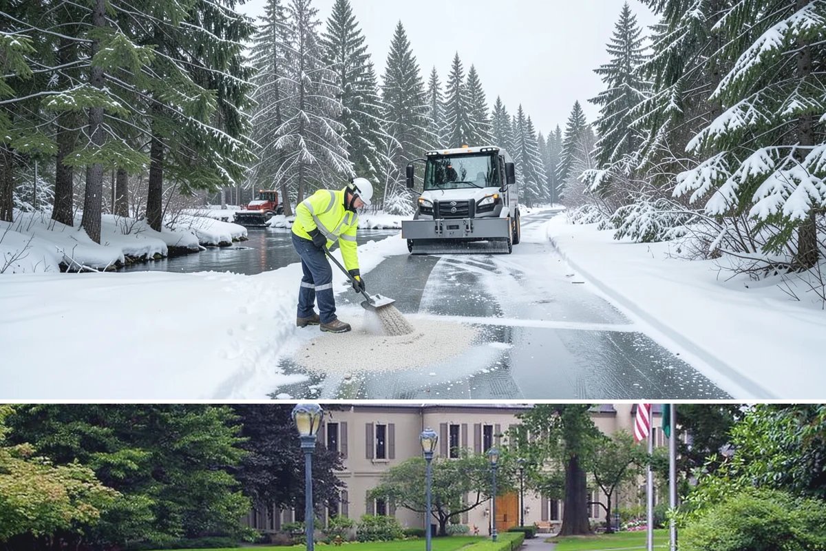 Grocery Store Sidewalk Clearing in Woodinville, King County, WA - Grocery demand is highest from late November through February, when heavy daily traffic packs doorway snow into ice between...