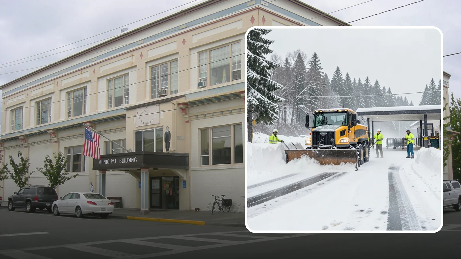 Grocery Store Snow Plowing in Anacortes, Skagit County, WA - We plow grocery lots, cart corrals, and entrances around store hours so shoppers reach the doors with carts in hand.