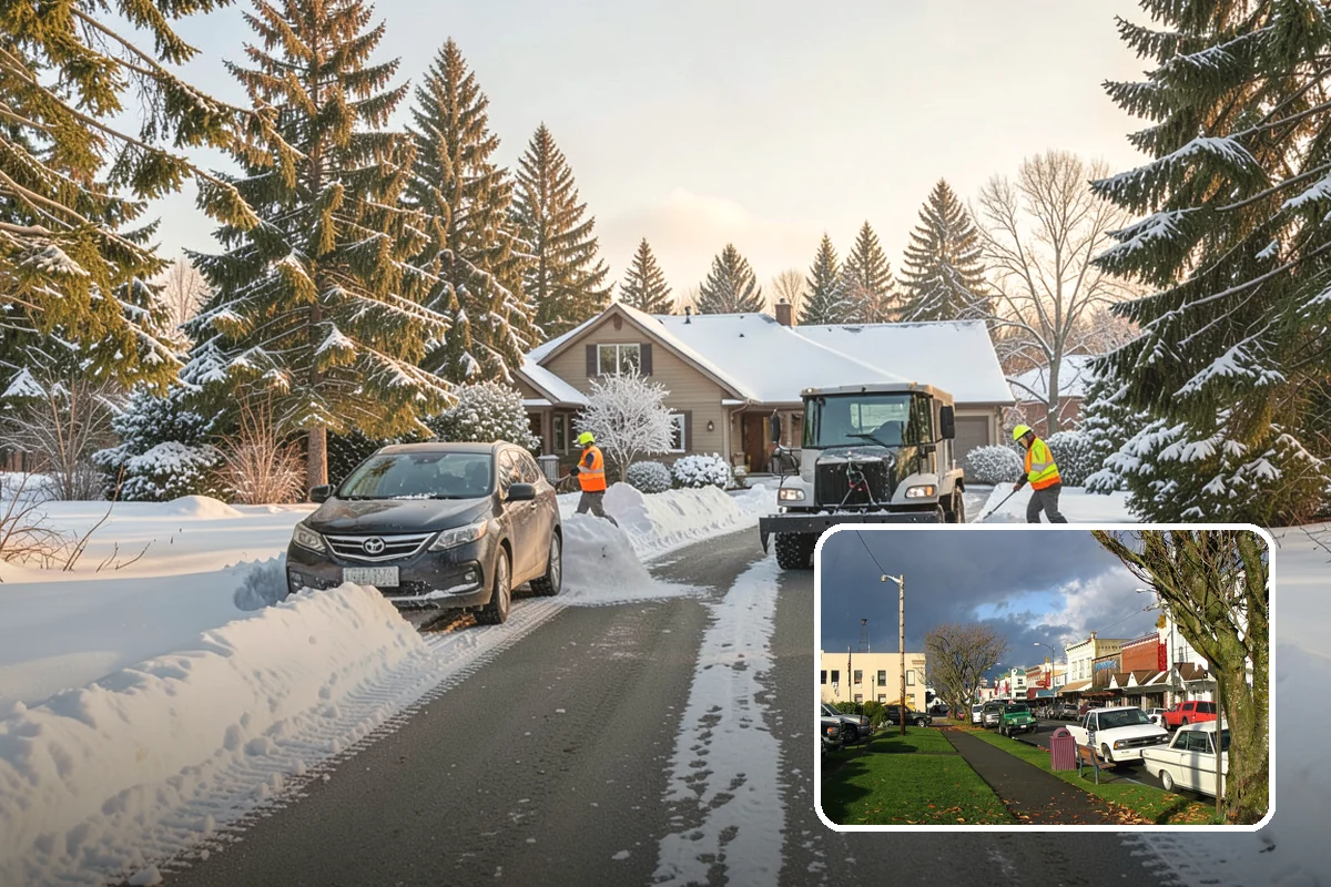 Grocery Store Snow Plowing in Arlington, Snohomish County, WA - Customer lot and cart corrals cleared through store hours