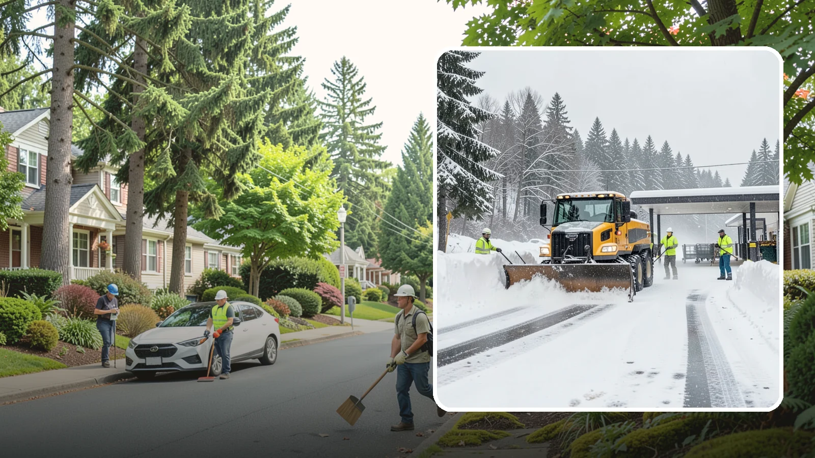 Grocery Store Snow Plowing in Beaux Arts Village, King County, WA - We plow grocery lots, cart corrals, and entrances around store hours so shoppers reach the doors with carts in hand.
