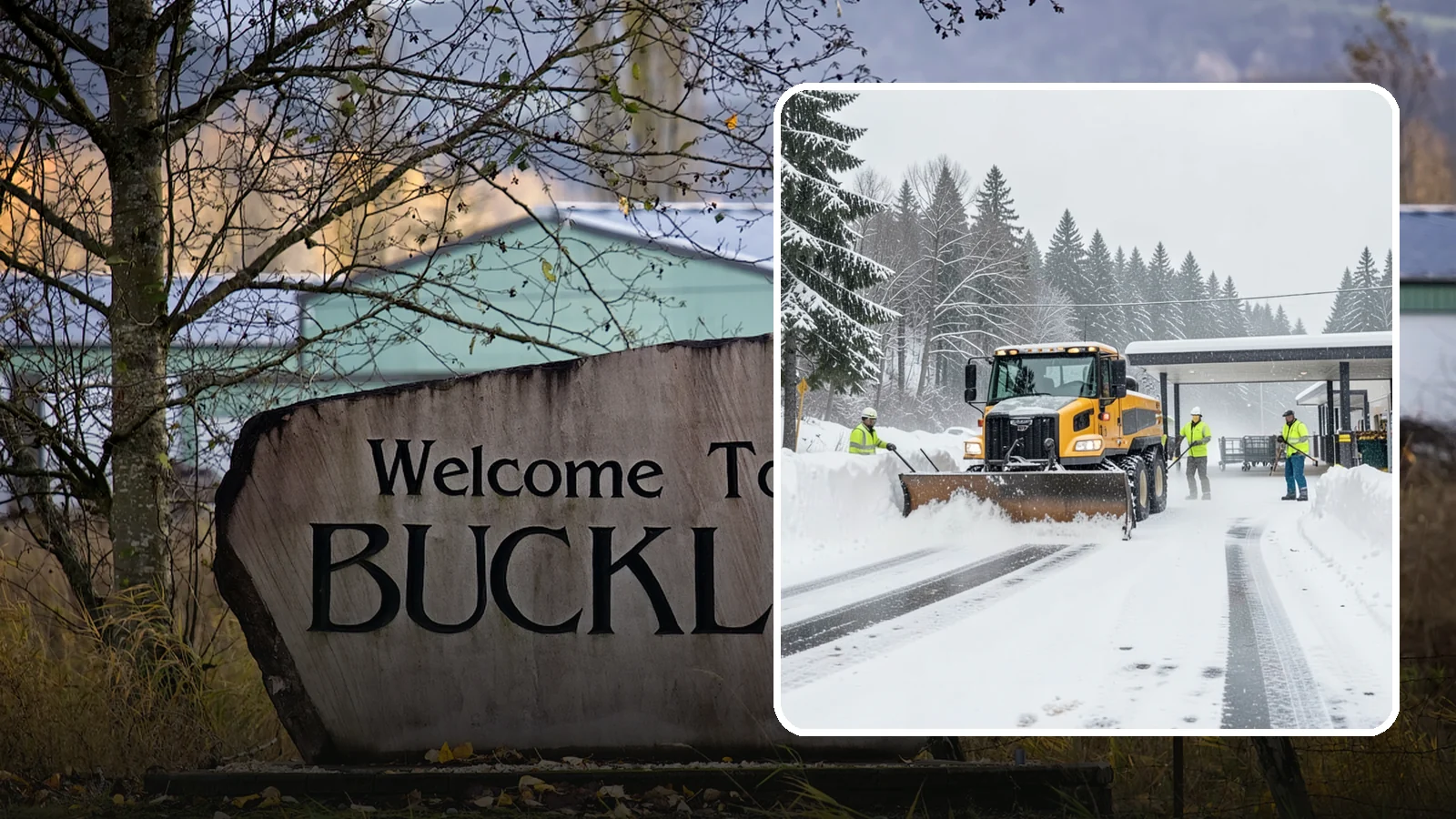Grocery Store Snow Plowing in Buckley, Pierce County, WA - We plow grocery lots, cart corrals, and entrances around store hours so shoppers reach the doors with carts in hand.