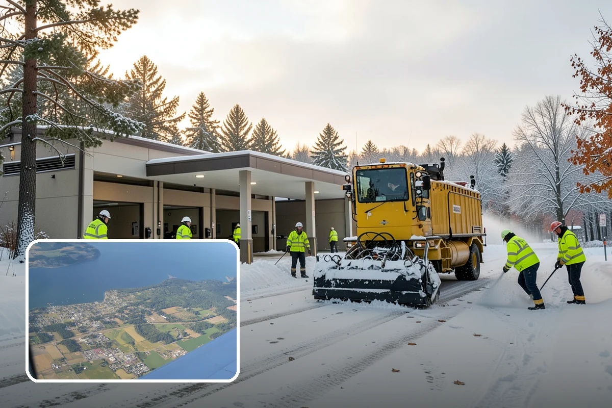 Grocery Store Snow Plowing in Coupeville, Island County, WA - Customer lot and cart corrals cleared through store hours