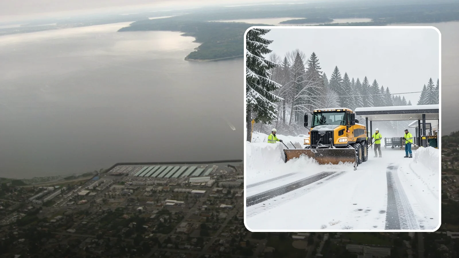 Grocery Store Snow Plowing in Des Moines, King County, WA - We plow grocery lots, cart corrals, and entrances around store hours so shoppers reach the doors with carts in hand.