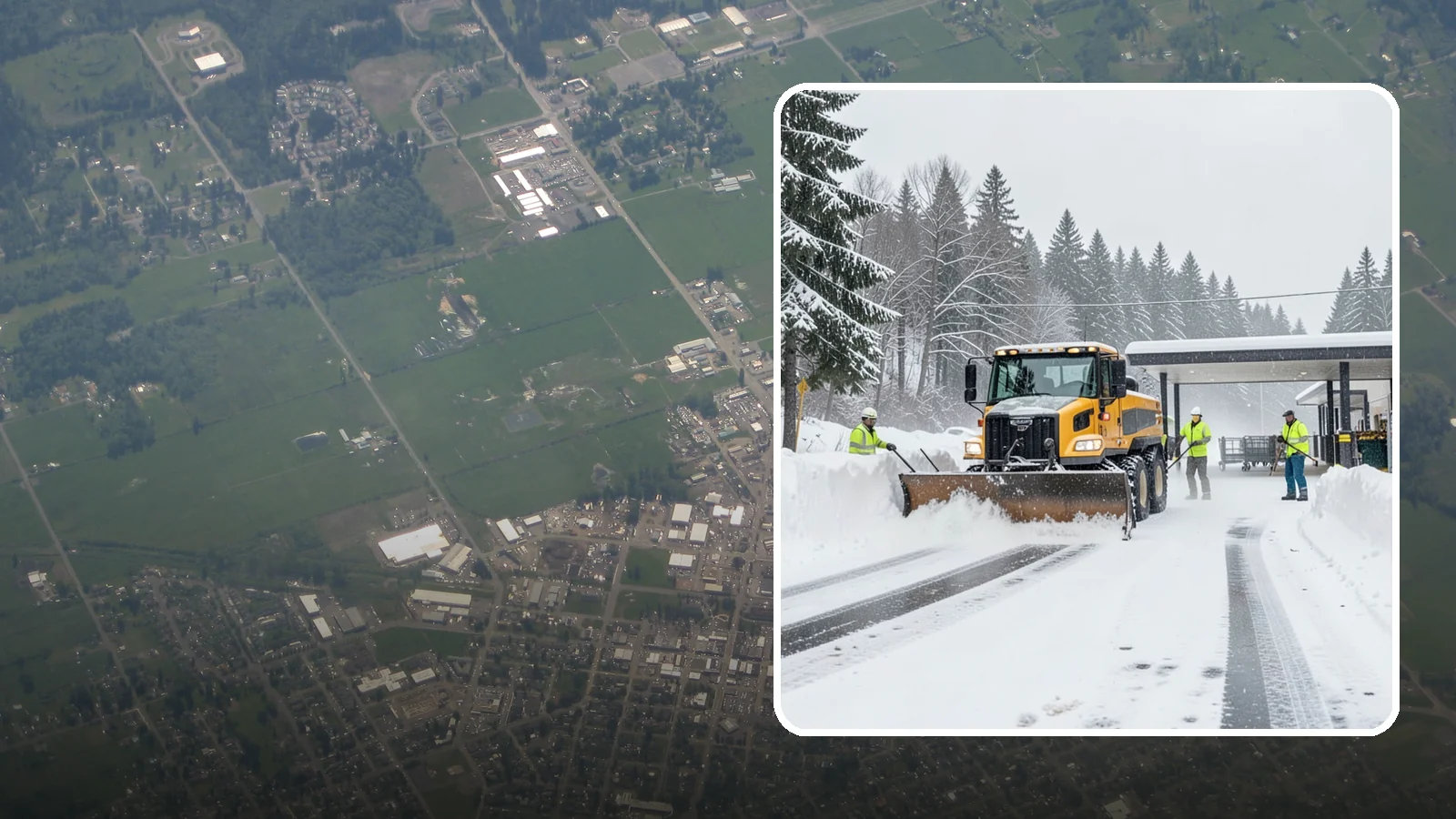Grocery Store Snow Plowing in Enumclaw, King County, WA - We plow grocery lots, cart corrals, and entrances around store hours so shoppers reach the doors with carts in hand.