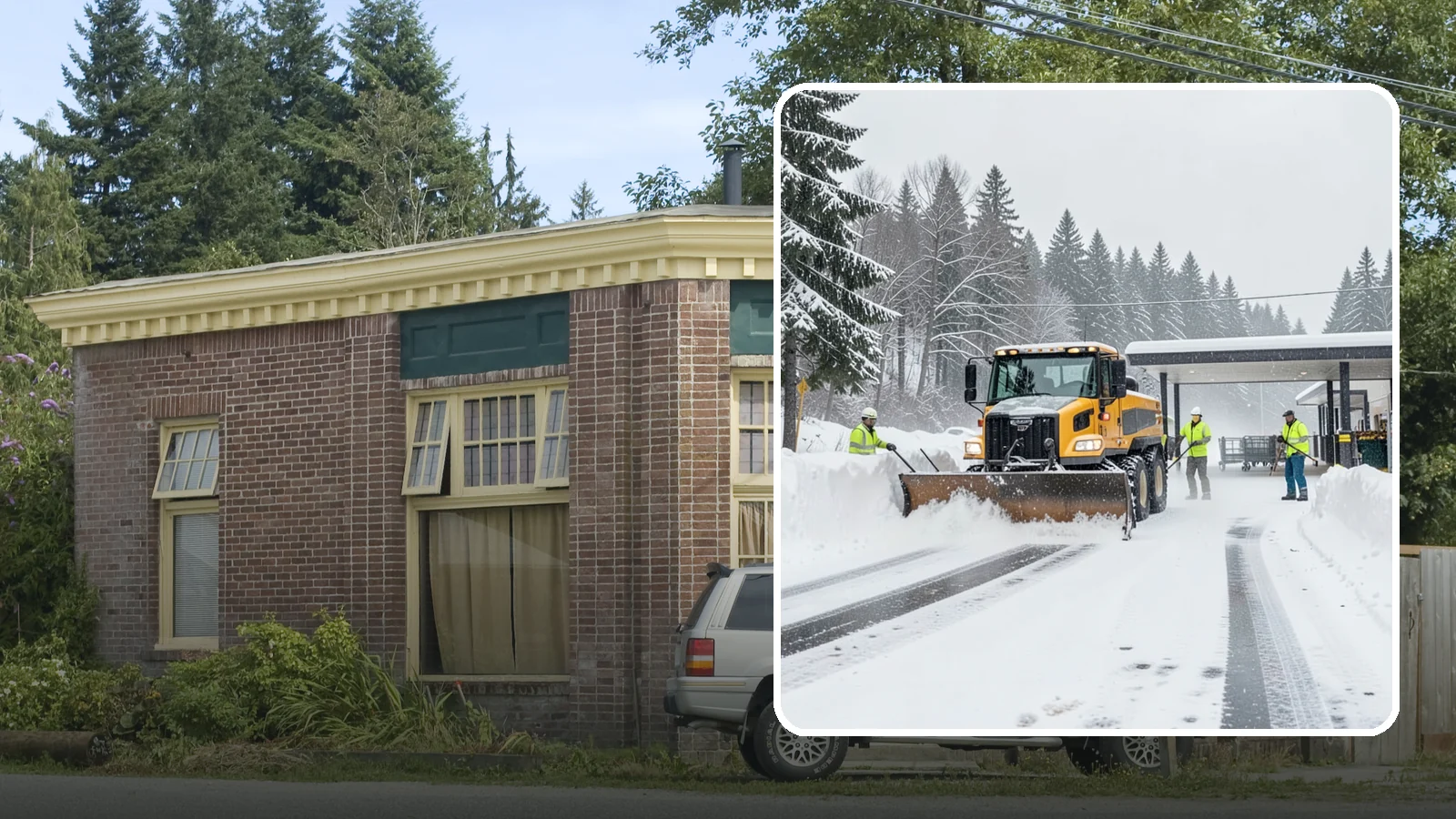 Grocery Store Snow Plowing in Hamilton, Skagit County, WA - We plow grocery lots, cart corrals, and entrances around store hours so shoppers reach the doors with carts in hand.