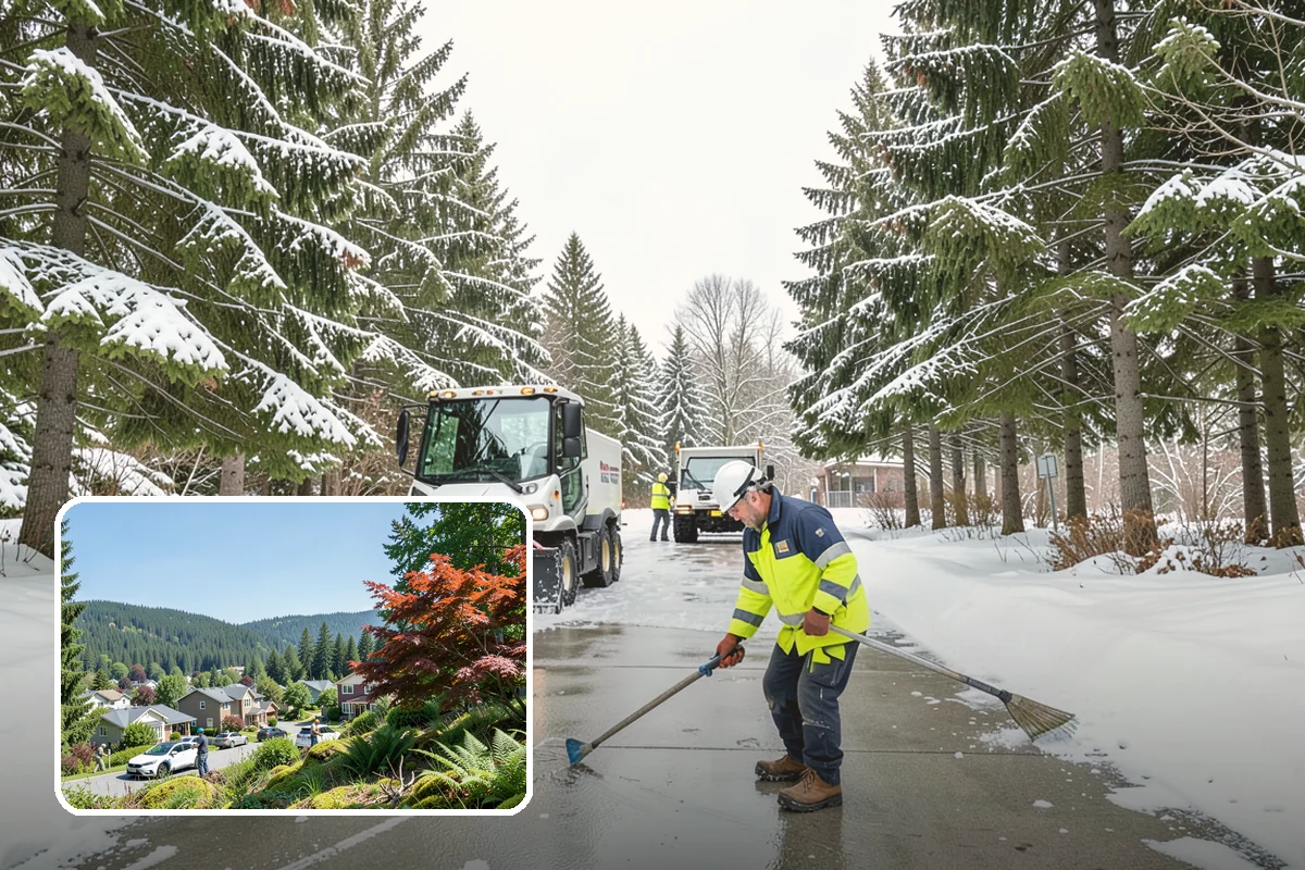 Grocery Store Snow Plowing in Index, Snohomish County, WA - Customer lot and cart corrals cleared through store hours