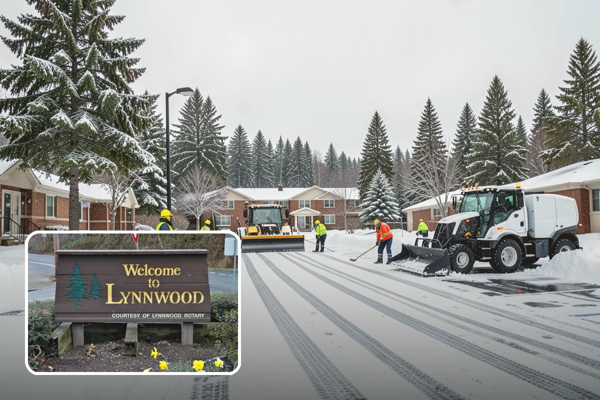 Grocery Store Snow Plowing in Lynnwood, Snohomish County, WA - Customer lot and cart corrals cleared through store hours