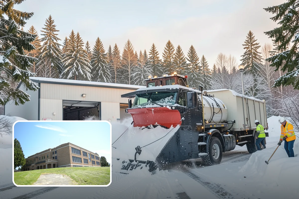 Grocery Store Snow Plowing in Maple Valley, King County, WA - Customer lot and cart corrals cleared through store hours