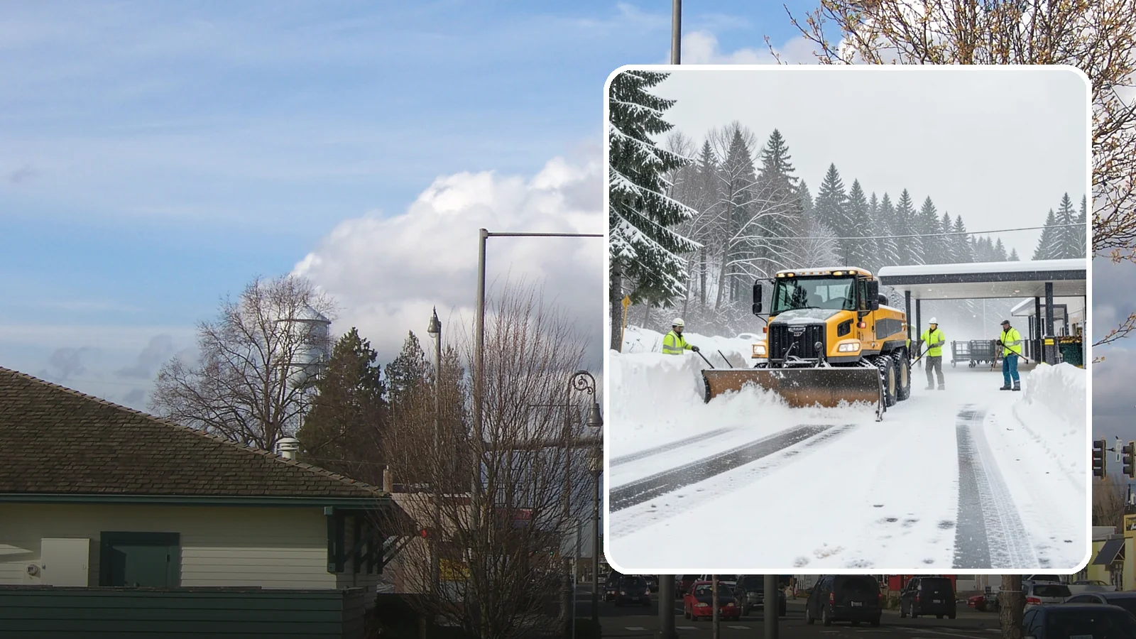 Grocery Store Snow Plowing in Marysville, Snohomish County, WA - We plow grocery lots, cart corrals, and entrances around store hours so shoppers reach the doors with carts in hand.
