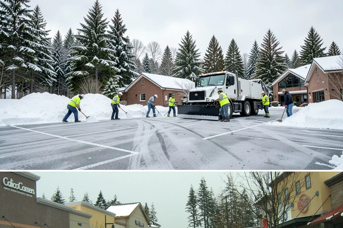 Grocery Store Snow Plowing in Mill Creek, Snohomish County, WA - Line up service before winter so your store stays open through every pre-storm rush.