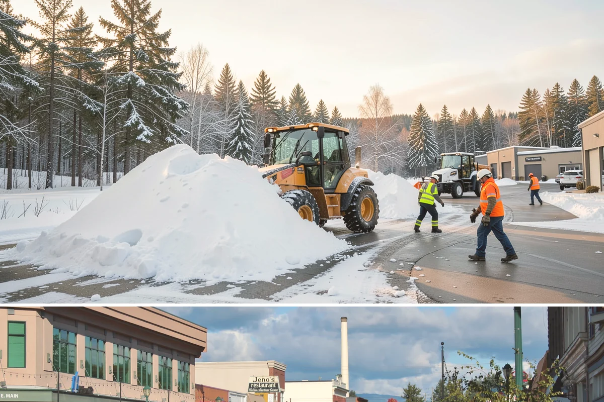 Grocery Store Snow Plowing in Monroe, Snohomish County, WA - Line up service before winter so your store stays open through every pre-storm rush.