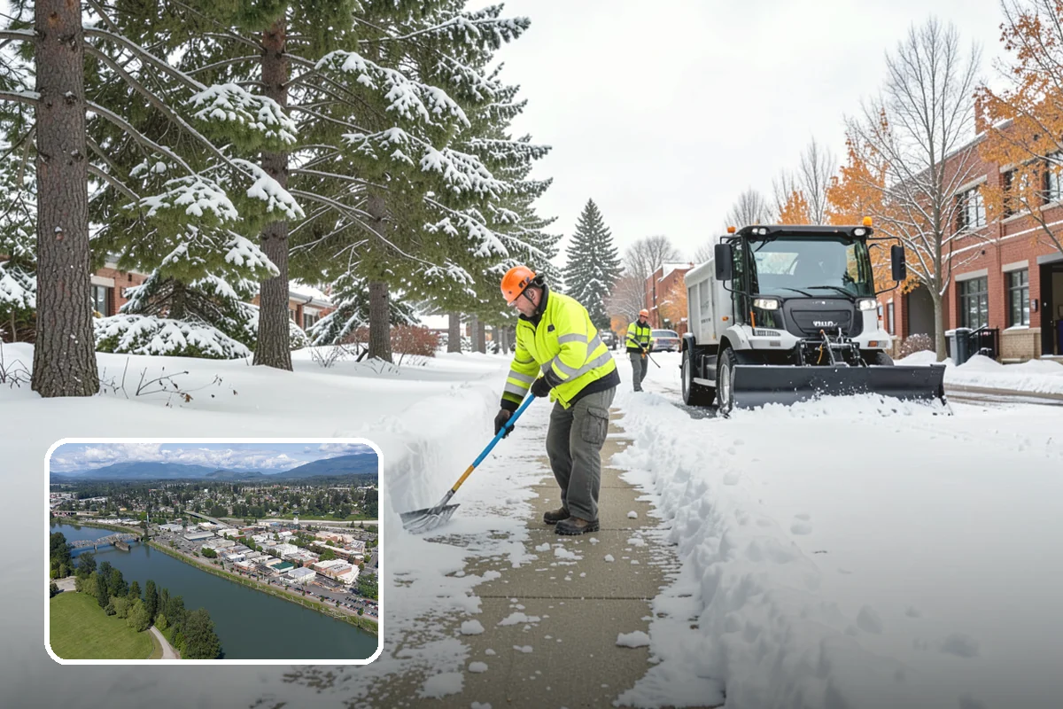 Grocery Store Snow Plowing in Mount Vernon, Skagit County, WA - Customer lot and cart corrals cleared through store hours