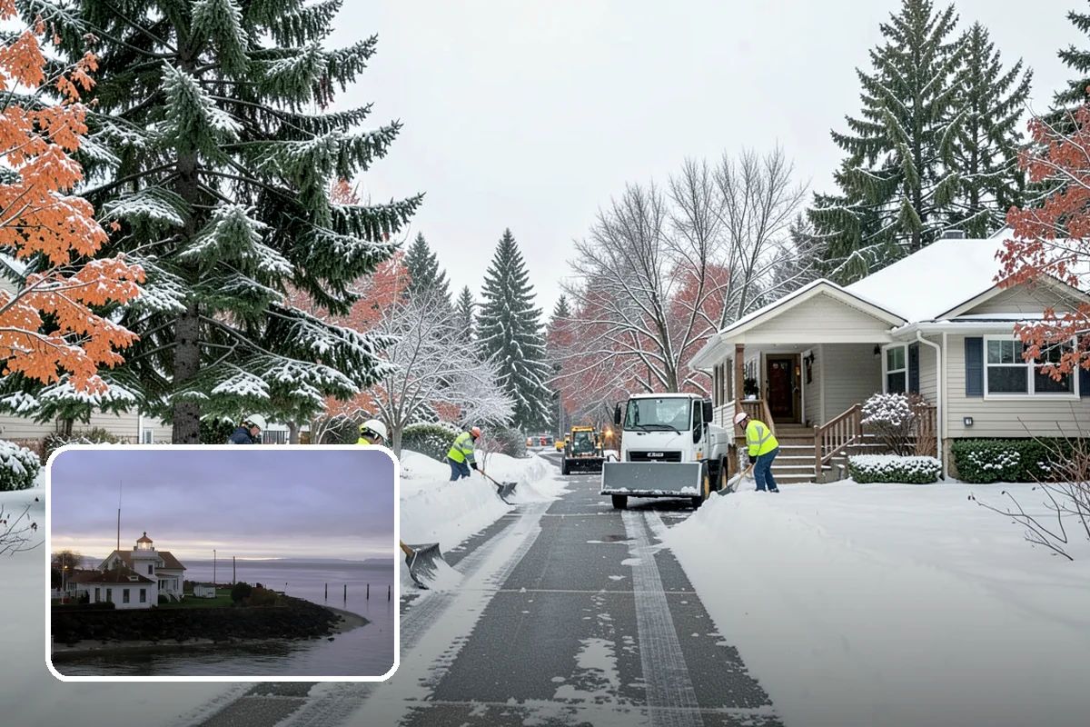 Grocery Store Snow Plowing in Mukilteo, Snohomish County, WA - Customer lot and cart corrals cleared through store hours
