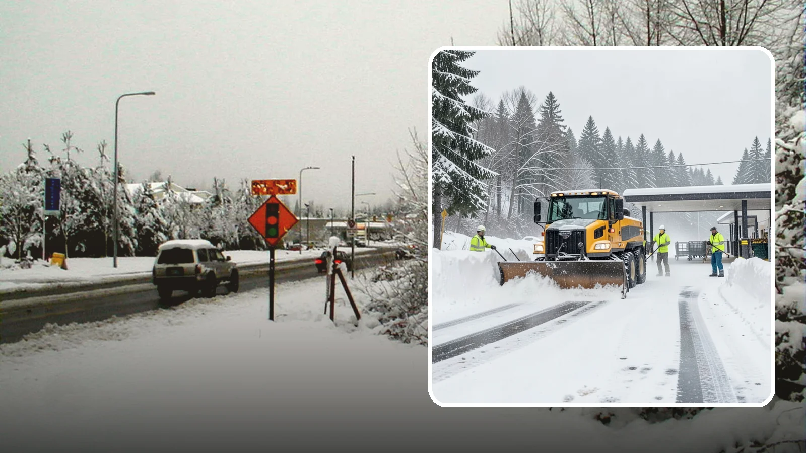 Grocery Store Snow Plowing in Newcastle, King County, WA - We plow grocery lots, cart corrals, and entrances around store hours so shoppers reach the doors with carts in hand.