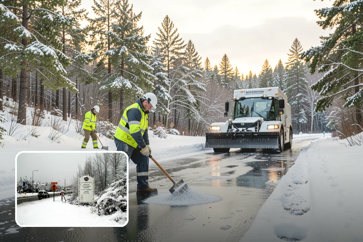 Grocery Store Snow Plowing in Newcastle, King County, WA - Customer lot and cart corrals cleared through store hours
