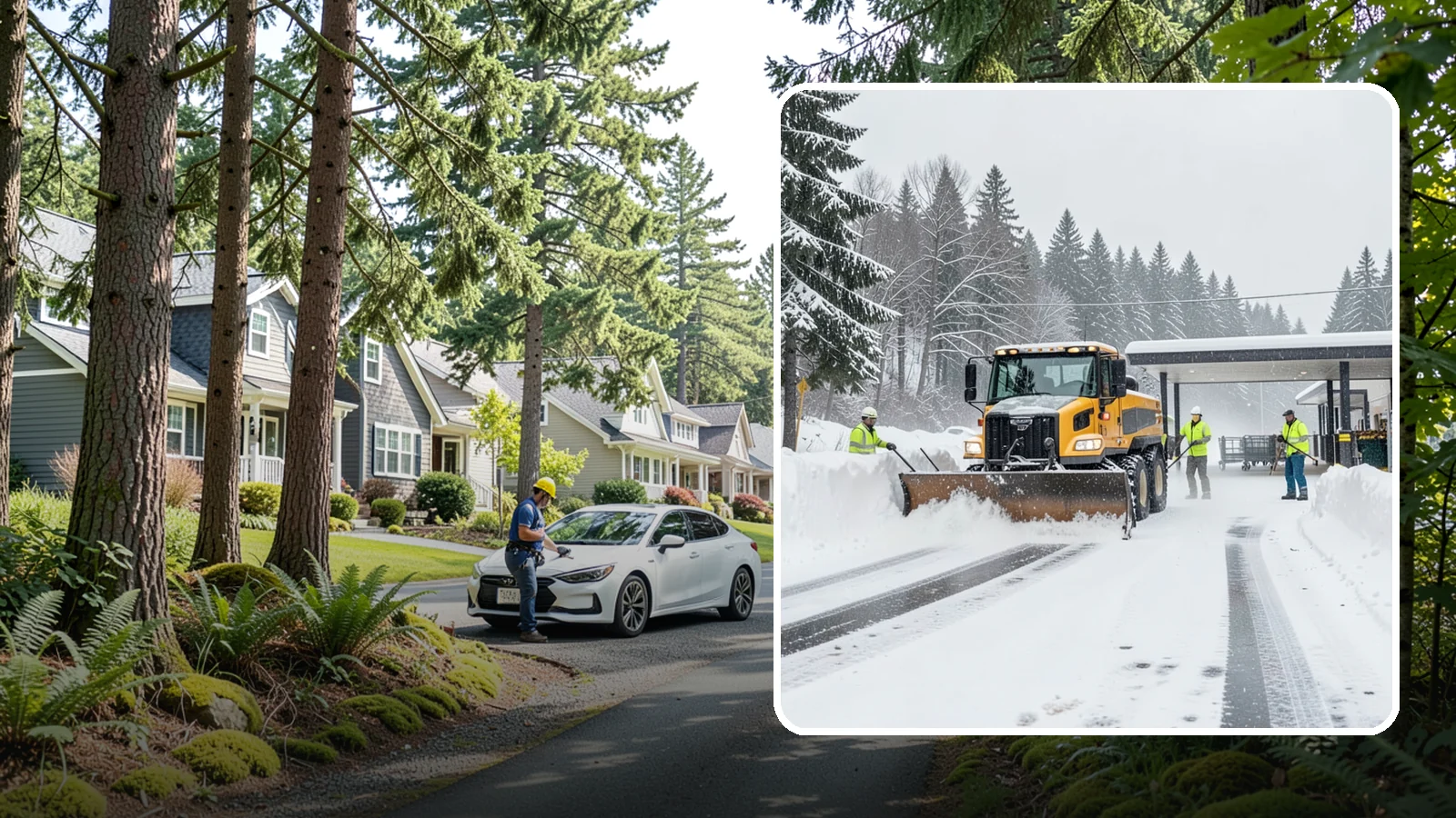 Grocery Store Snow Plowing in Normandy Park, King County, WA - We plow grocery lots, cart corrals, and entrances around store hours so shoppers reach the doors with carts in hand.