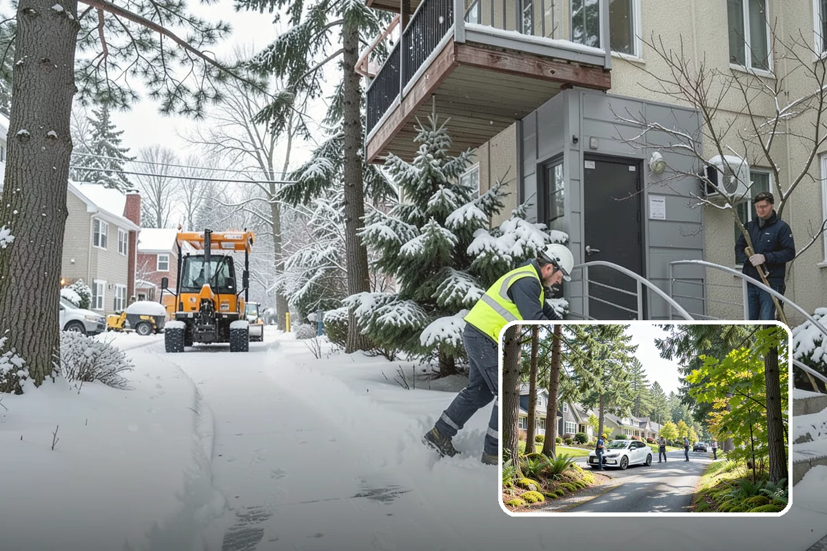 Grocery Store Snow Plowing in Normandy Park, King County, WA - Customer lot and cart corrals cleared through store hours