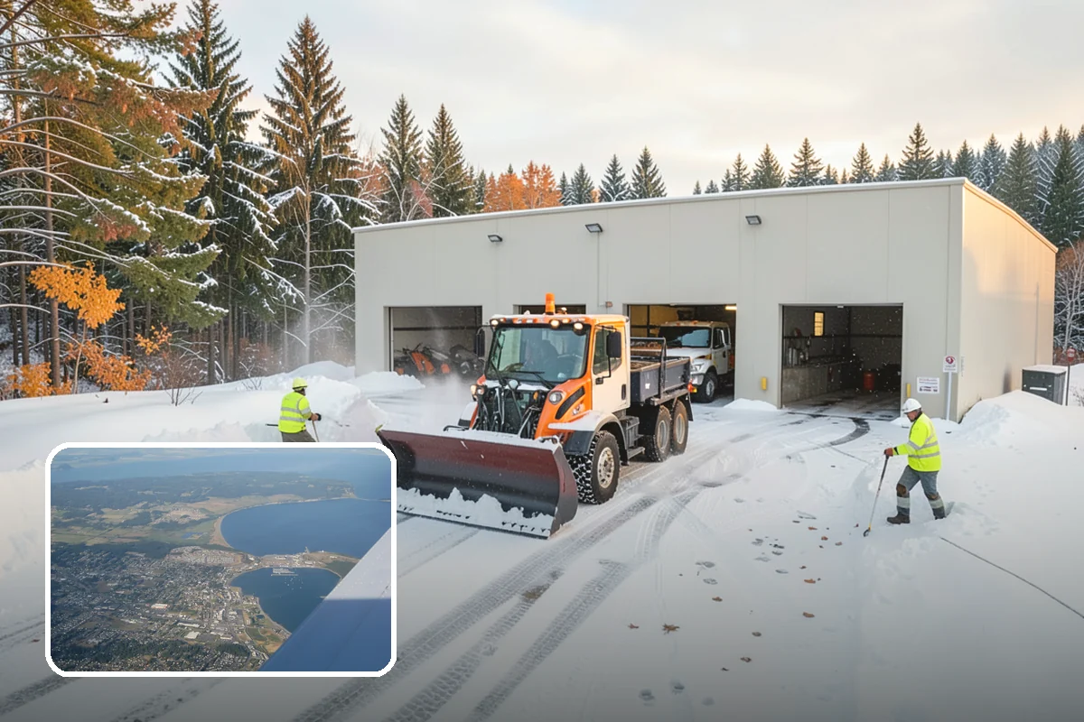 Grocery Store Snow Plowing in Oak Harbor, Island County, WA - Customer lot and cart corrals cleared through store hours