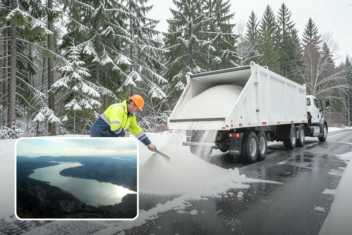 Grocery Store Snow Plowing in Sammamish, King County, WA - Customer lot and cart corrals cleared through store hours