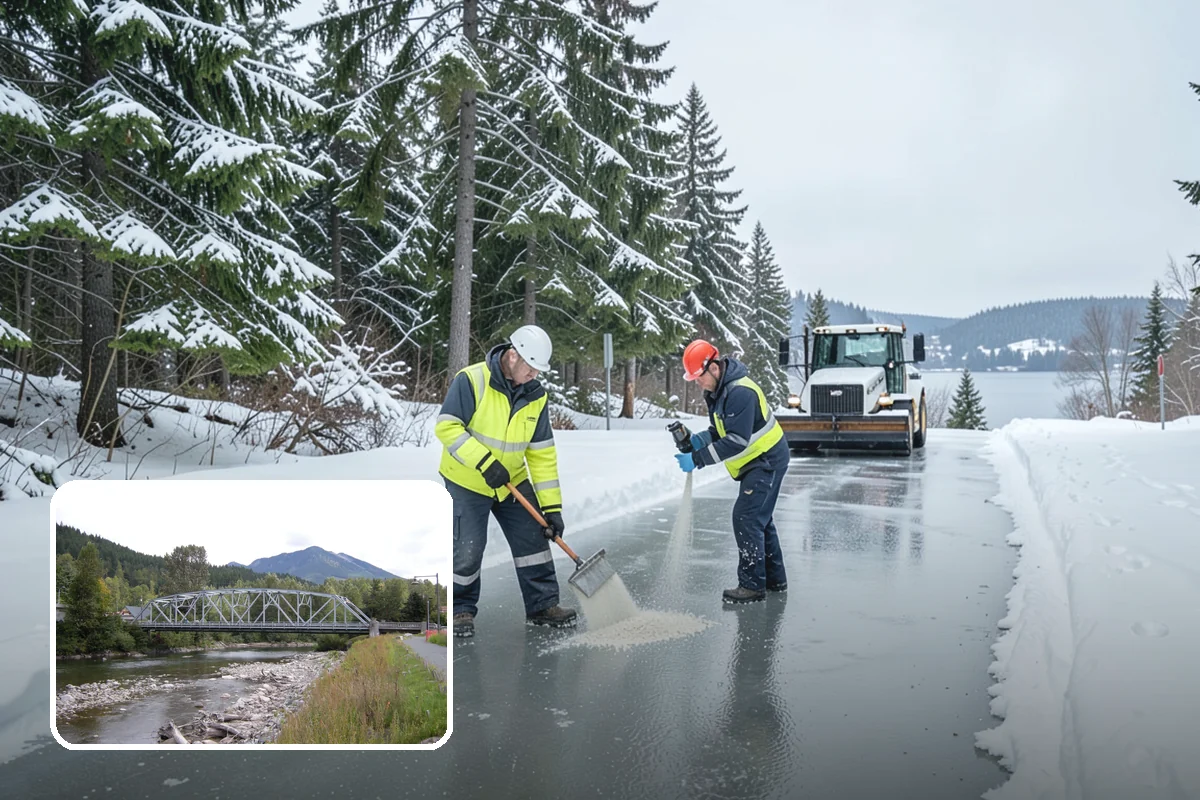 Grocery Store Snow Plowing in Skykomish, King County, WA - Customer lot and cart corrals cleared through store hours