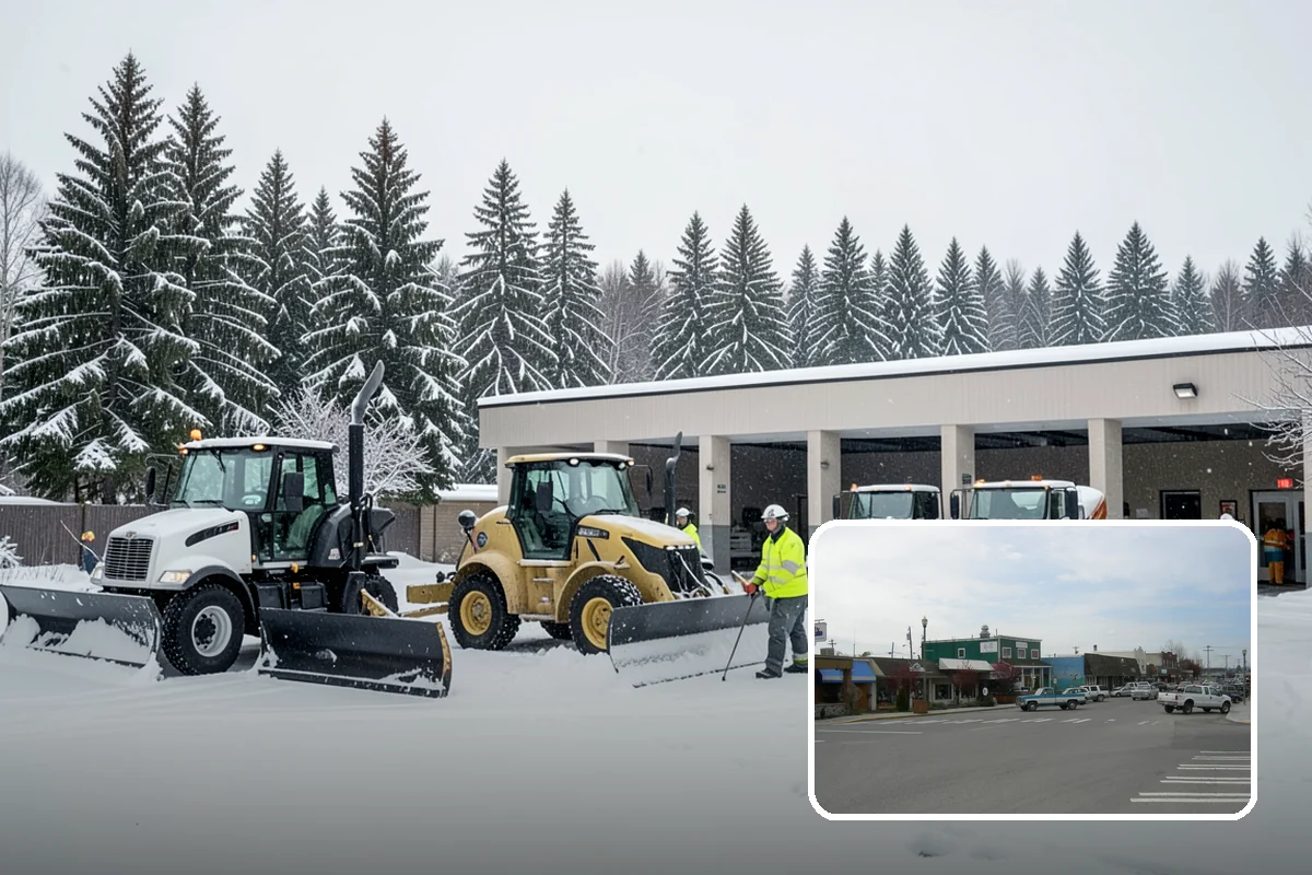 Grocery Store Snow Plowing in Stanwood, Snohomish County, WA - Customer lot and cart corrals cleared through store hours