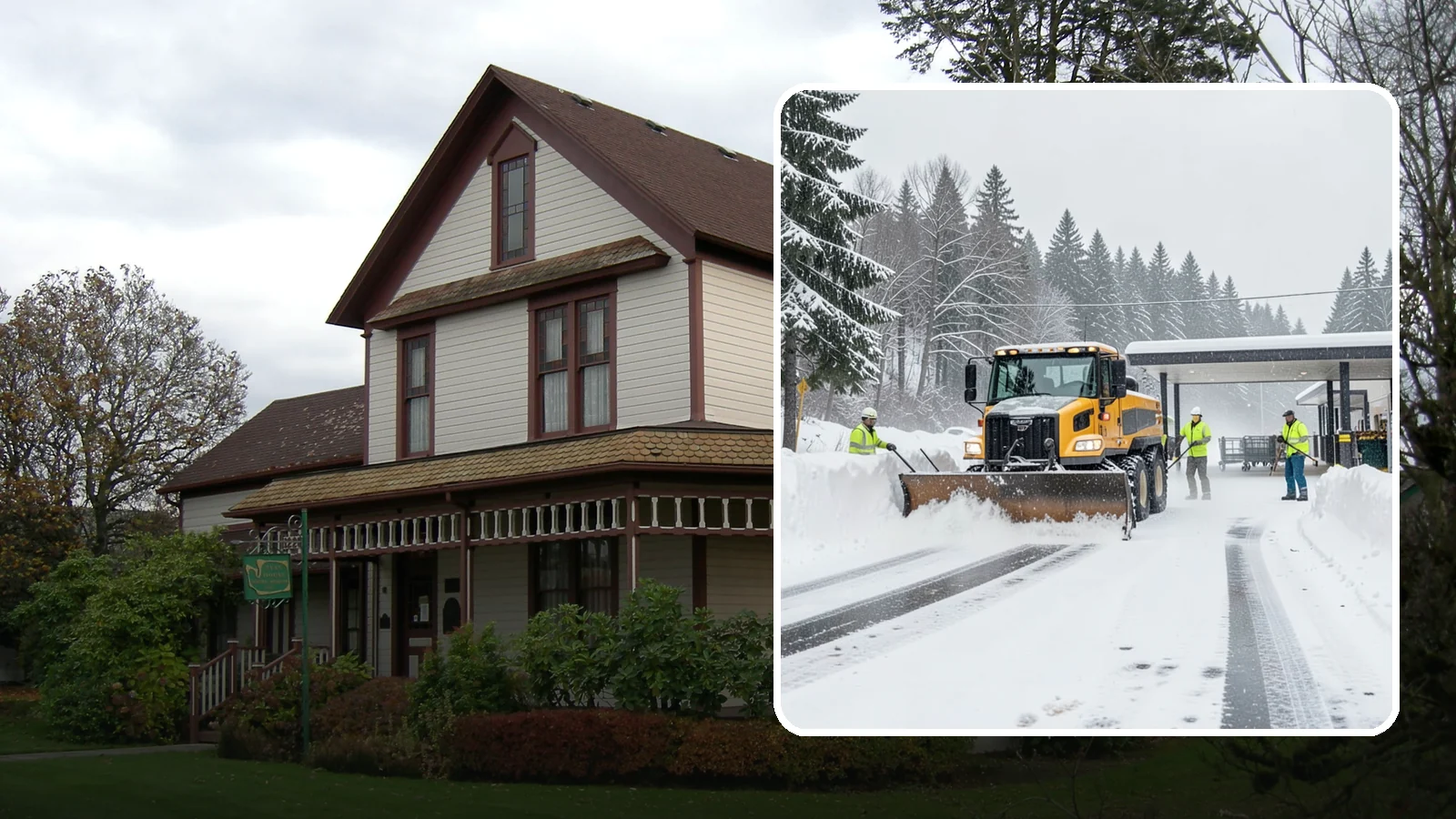 Grocery Store Snow Plowing in Sumner, Pierce County, WA - We plow grocery lots, cart corrals, and entrances around store hours so shoppers reach the doors with carts in hand.