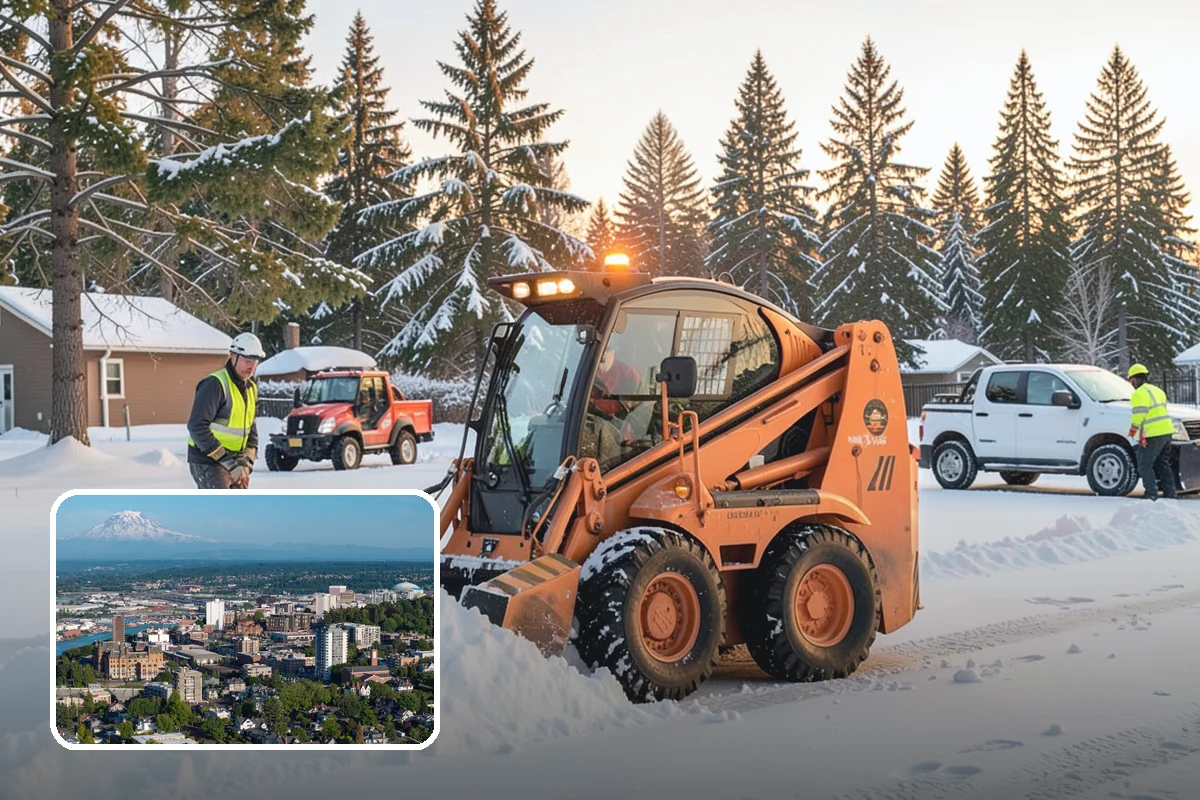Grocery Store Snow Plowing in Tacoma, Pierce County, WA - Customer lot and cart corrals cleared through store hours