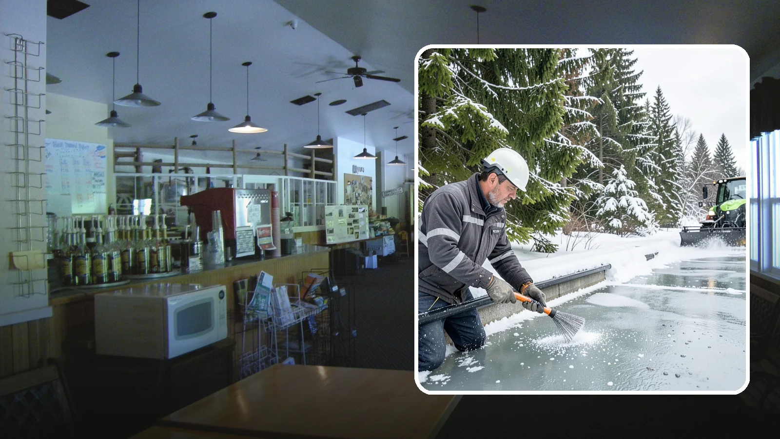 Gutter Heat Cable Installation in Black Diamond, King County, WA - We install heat cable in gutters and downspouts to keep meltwater flowing through freezing weather.