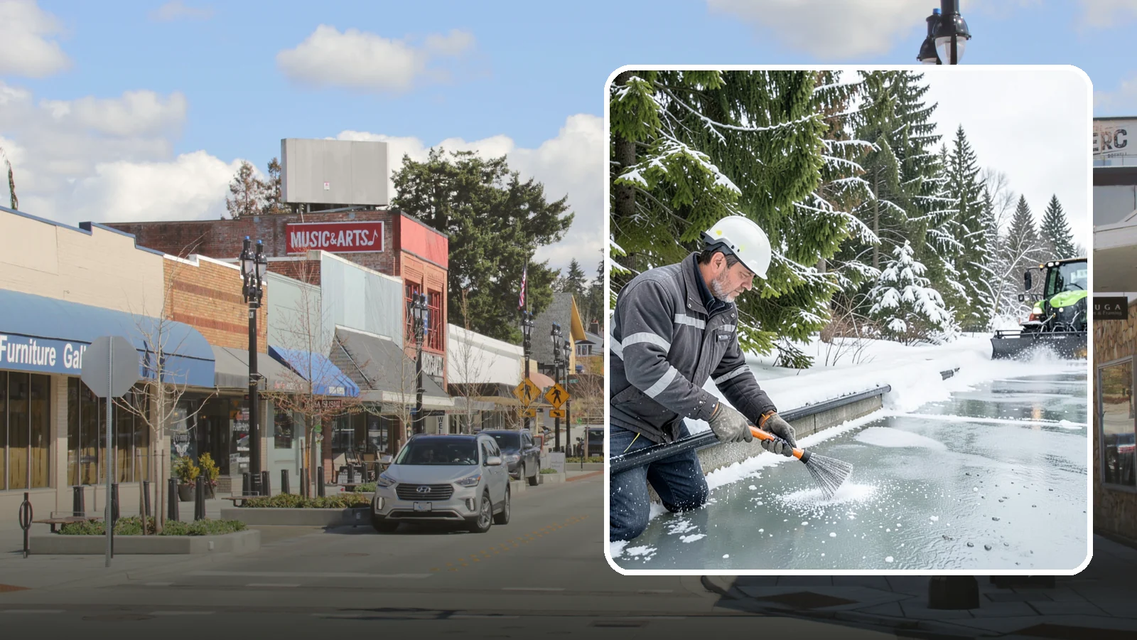 Gutter Heat Cable Installation in Bothell, King County, WA - We install heat cable in gutters and downspouts to keep meltwater flowing through freezing weather.
