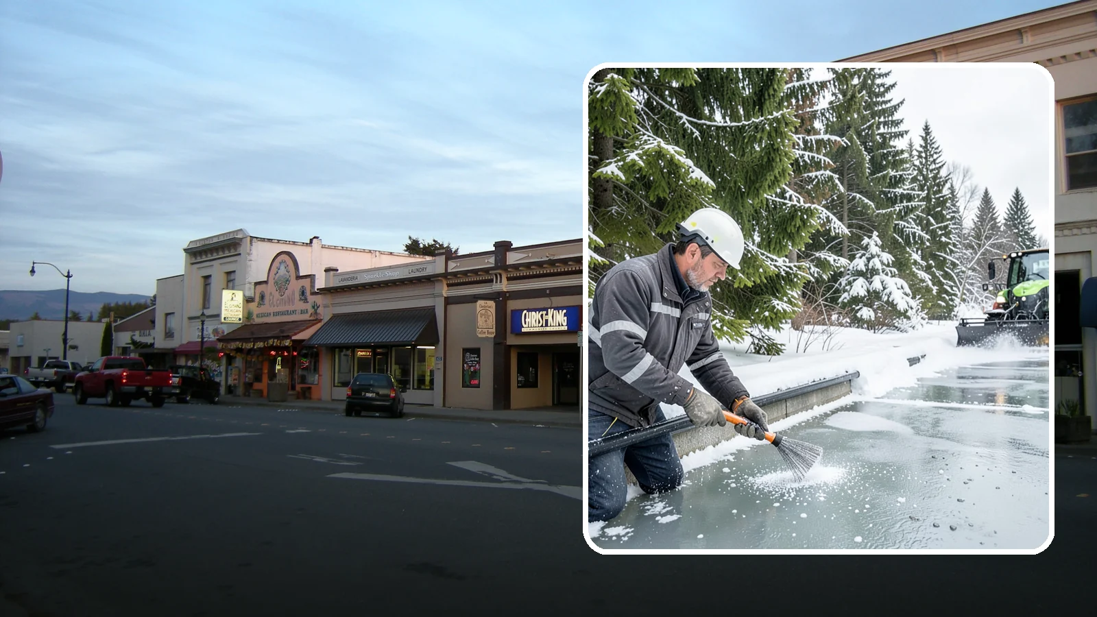 Gutter Heat Cable Installation in Burlington, Skagit County, WA - We install heat cable in gutters and downspouts to keep meltwater flowing through freezing weather.
