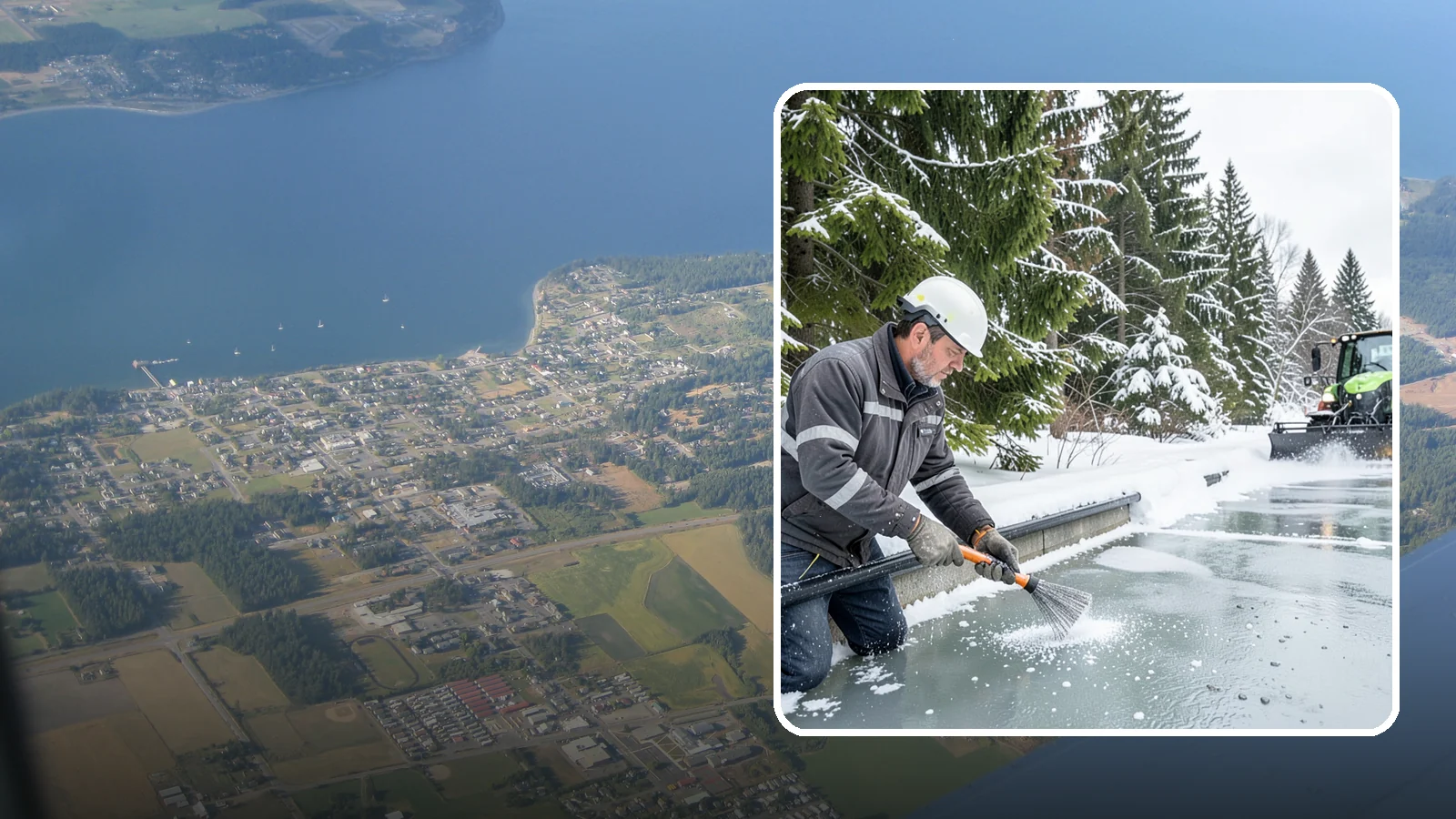 Gutter Heat Cable Installation in Coupeville, Island County, WA - We install heat cable in gutters and downspouts to keep meltwater flowing through freezing weather.