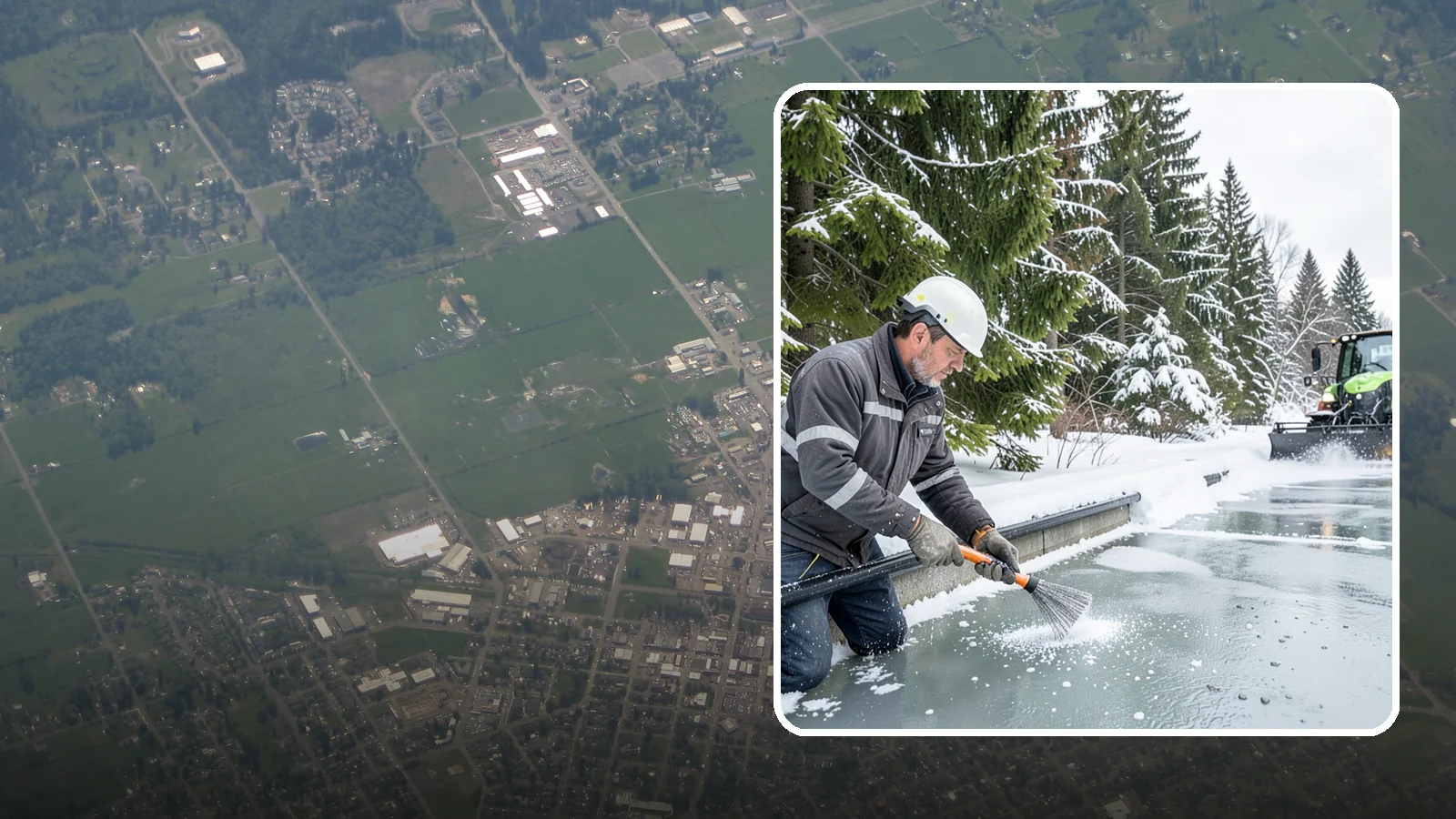 Gutter Heat Cable Installation in Enumclaw, King County, WA - We install heat cable in gutters and downspouts to keep meltwater flowing through freezing weather.