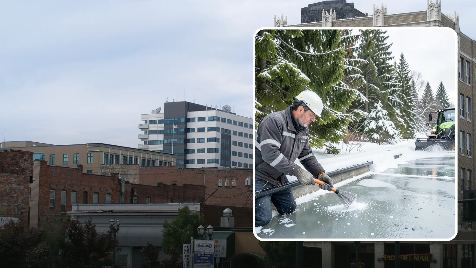 Gutter Heat Cable Installation in Everett, Snohomish County, WA - We install heat cable in gutters and downspouts to keep meltwater flowing through freezing weather.