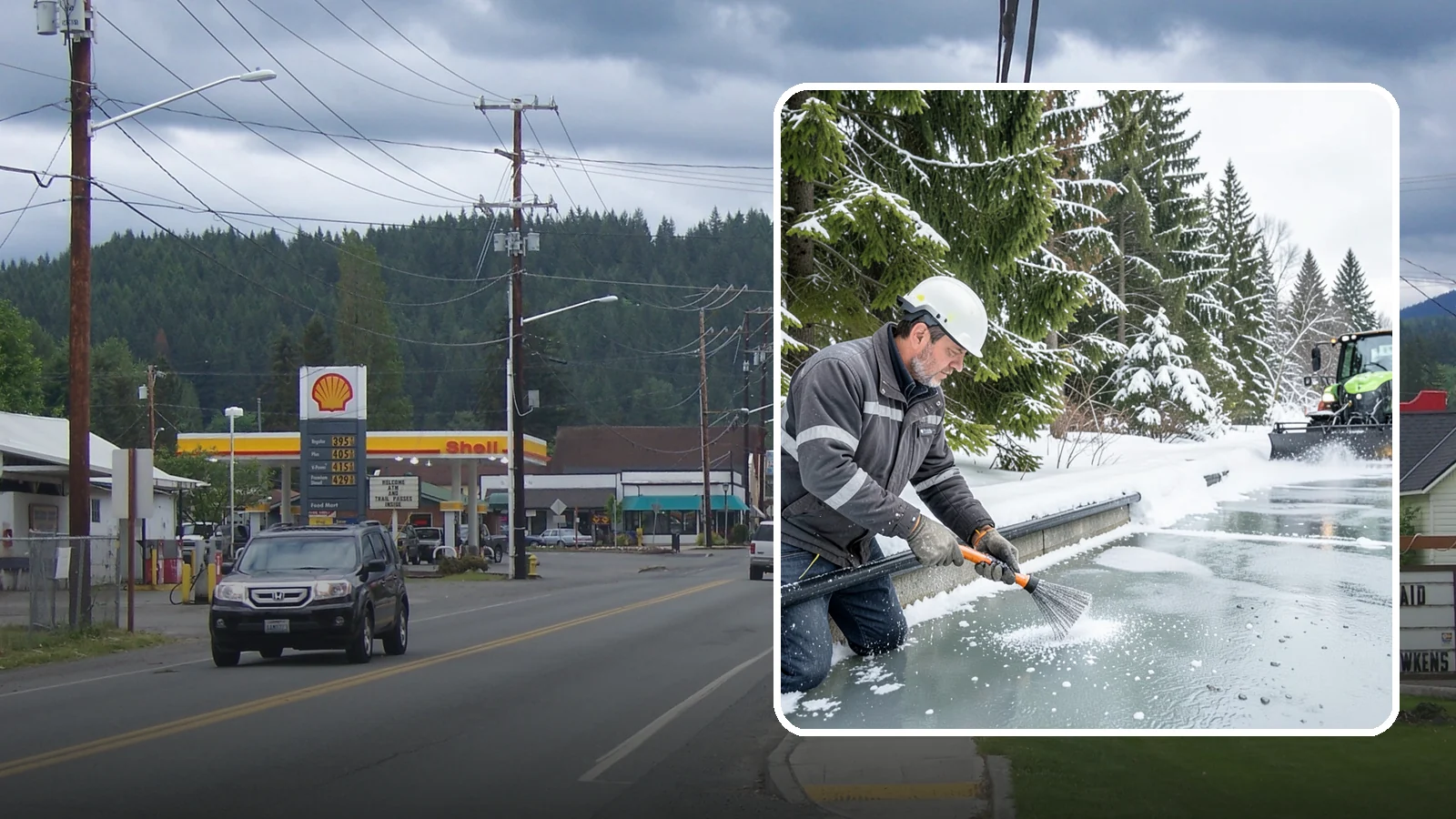 Gutter Heat Cable Installation in Granite Falls, Snohomish County, WA - We install heat cable in gutters and downspouts to keep meltwater flowing through freezing weather.