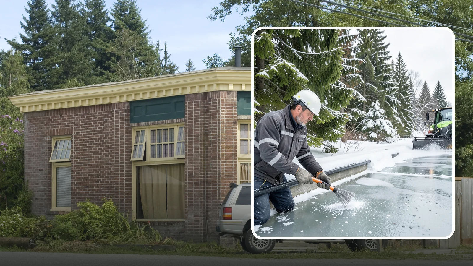 Gutter Heat Cable Installation in Hamilton, Skagit County, WA - We install heat cable in gutters and downspouts to keep meltwater flowing through freezing weather.
