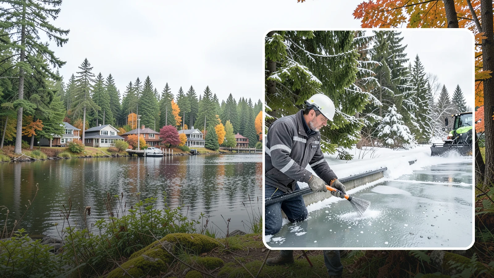 Gutter Heat Cable Installation in La Conner, Skagit County, WA - We install heat cable in gutters and downspouts to keep meltwater flowing through freezing weather.