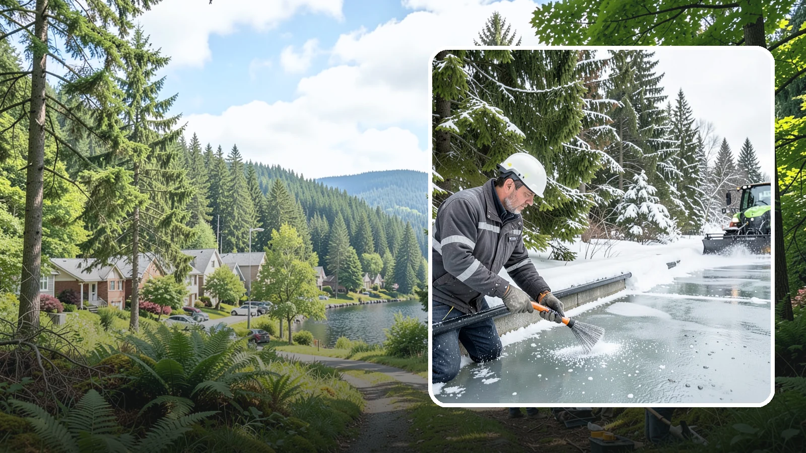 Gutter Heat Cable Installation in Lake Forest Park, King County, WA - We install heat cable in gutters and downspouts to keep meltwater flowing through freezing weather.