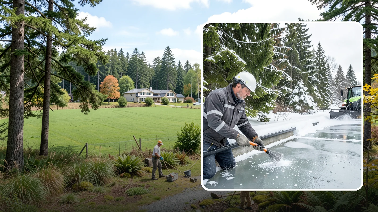 Gutter Heat Cable Installation in Lyman, Skagit County, WA - We install heat cable in gutters and downspouts to keep meltwater flowing through freezing weather.