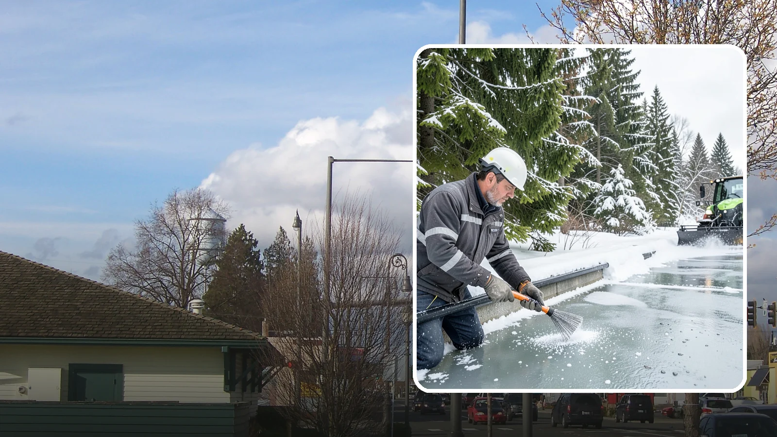 Gutter Heat Cable Installation in Marysville, Snohomish County, WA - We install heat cable in gutters and downspouts to keep meltwater flowing through freezing weather.