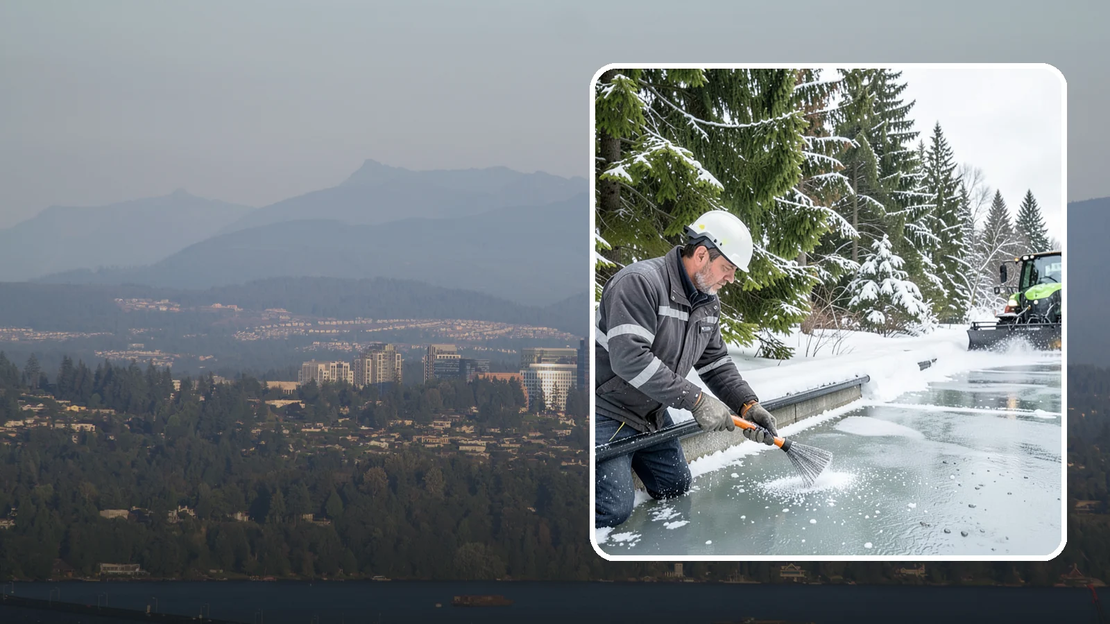 Gutter Heat Cable Installation in Medina, King County, WA - We install heat cable in gutters and downspouts to keep meltwater flowing through freezing weather.