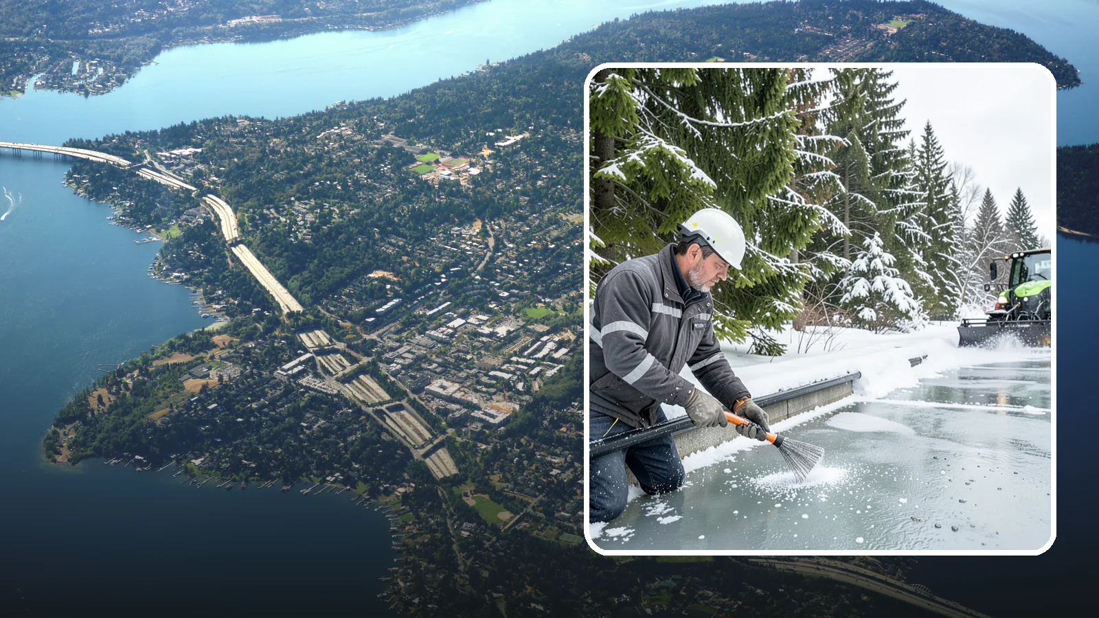 Gutter Heat Cable Installation in Mercer Island, King County, WA - We install heat cable in gutters and downspouts to keep meltwater flowing through freezing weather.