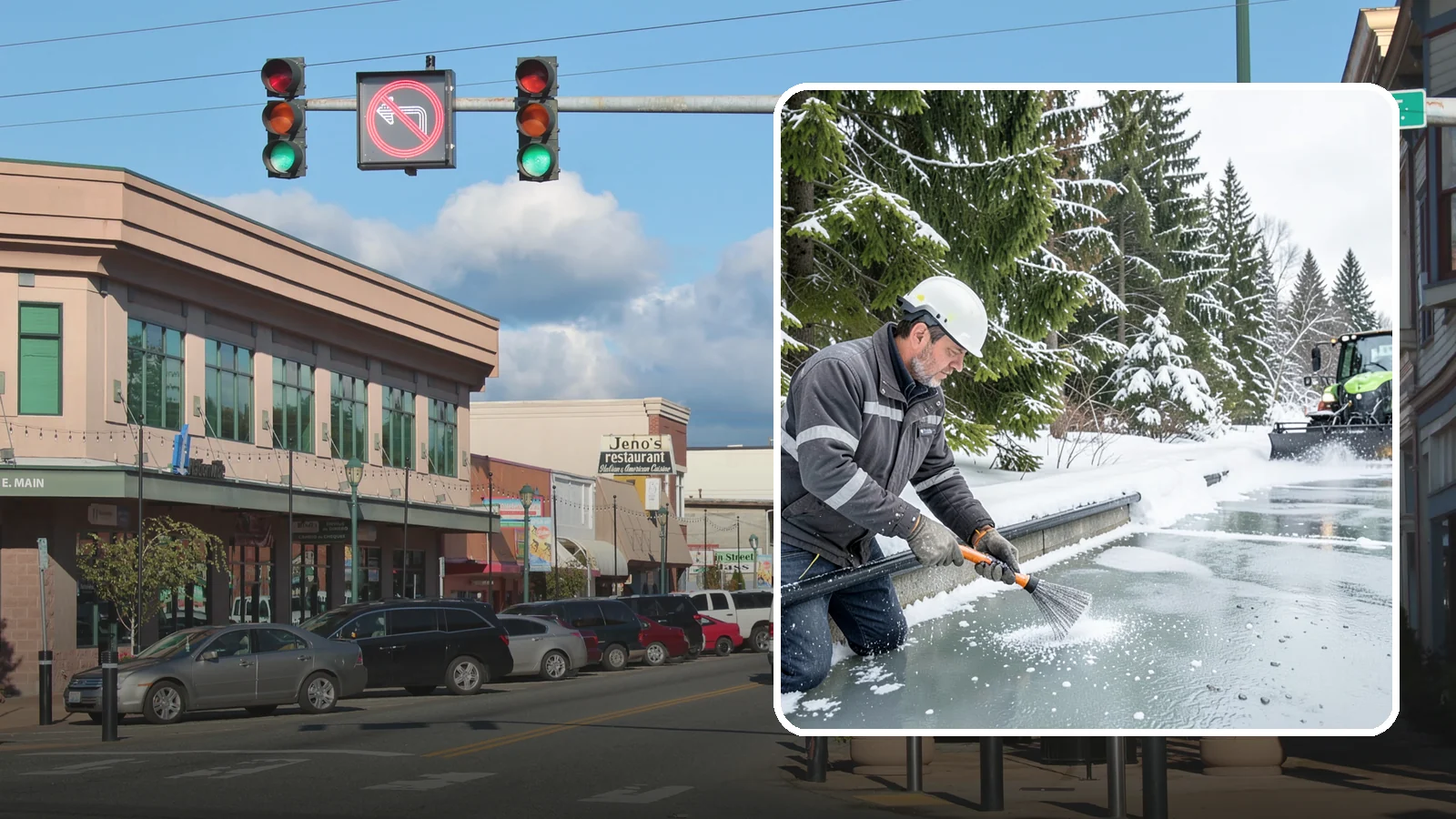Gutter Heat Cable Installation in Monroe, Snohomish County, WA - We install heat cable in gutters and downspouts to keep meltwater flowing through freezing weather.