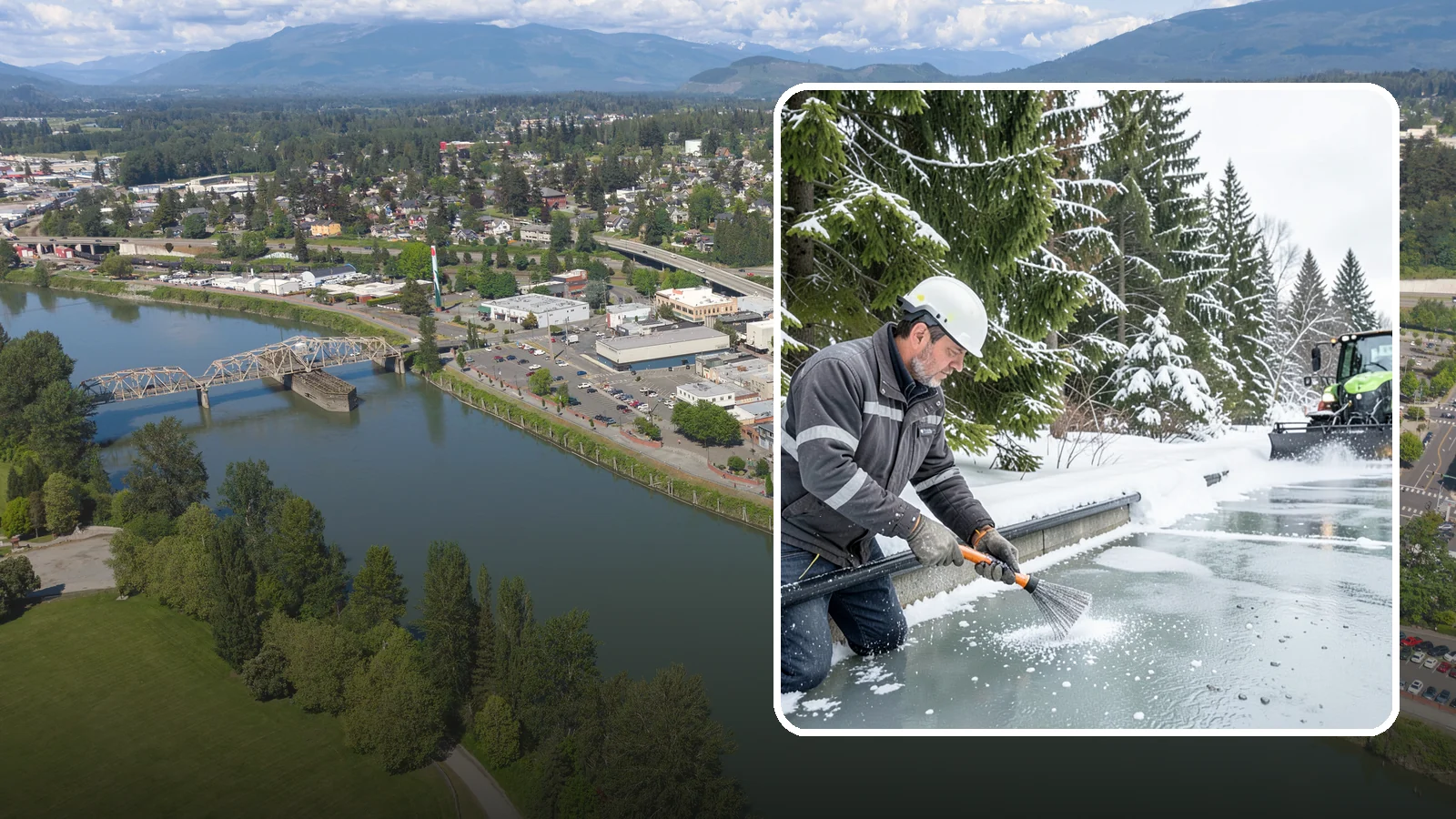 Gutter Heat Cable Installation in Mount Vernon, Skagit County, WA - We install heat cable in gutters and downspouts to keep meltwater flowing through freezing weather.