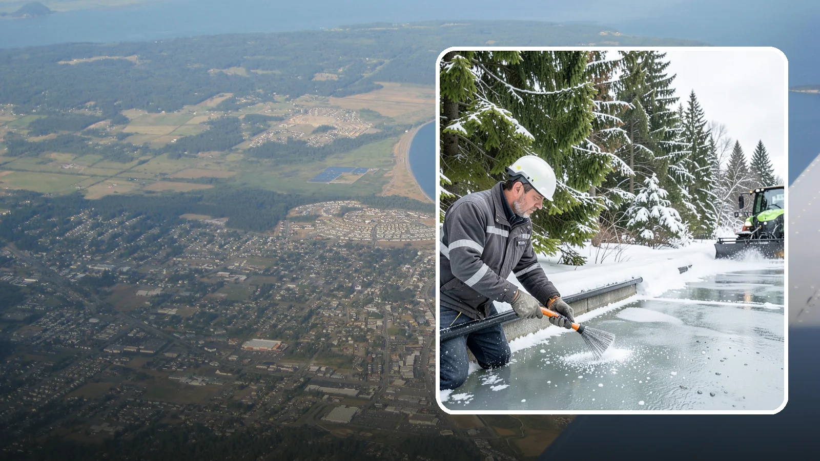 Gutter Heat Cable Installation in Oak Harbor, Island County, WA - We install heat cable in gutters and downspouts to keep meltwater flowing through freezing weather.