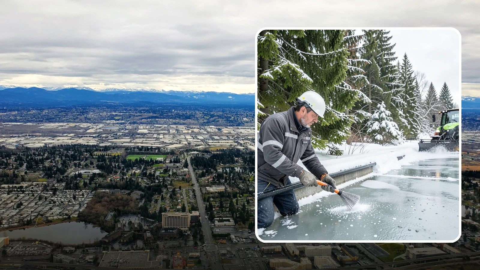 Gutter Heat Cable Installation in SeaTac, King County, WA - We install heat cable in gutters and downspouts to keep meltwater flowing through freezing weather.
