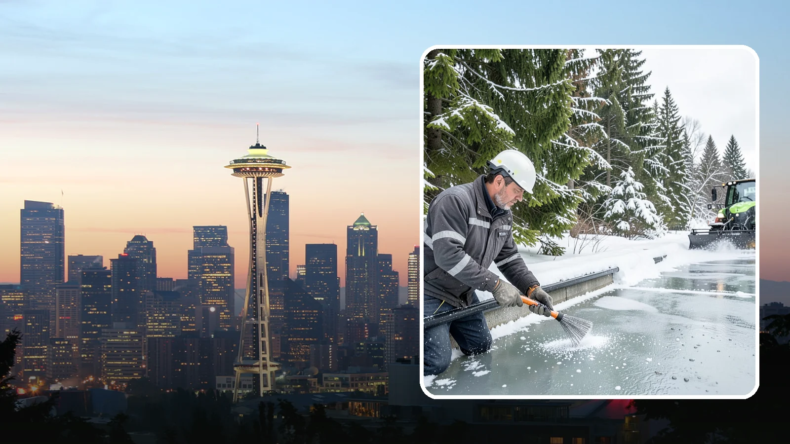 Gutter Heat Cable Installation in Seattle, King County, WA - We install heat cable in gutters and downspouts to keep meltwater flowing through freezing weather.