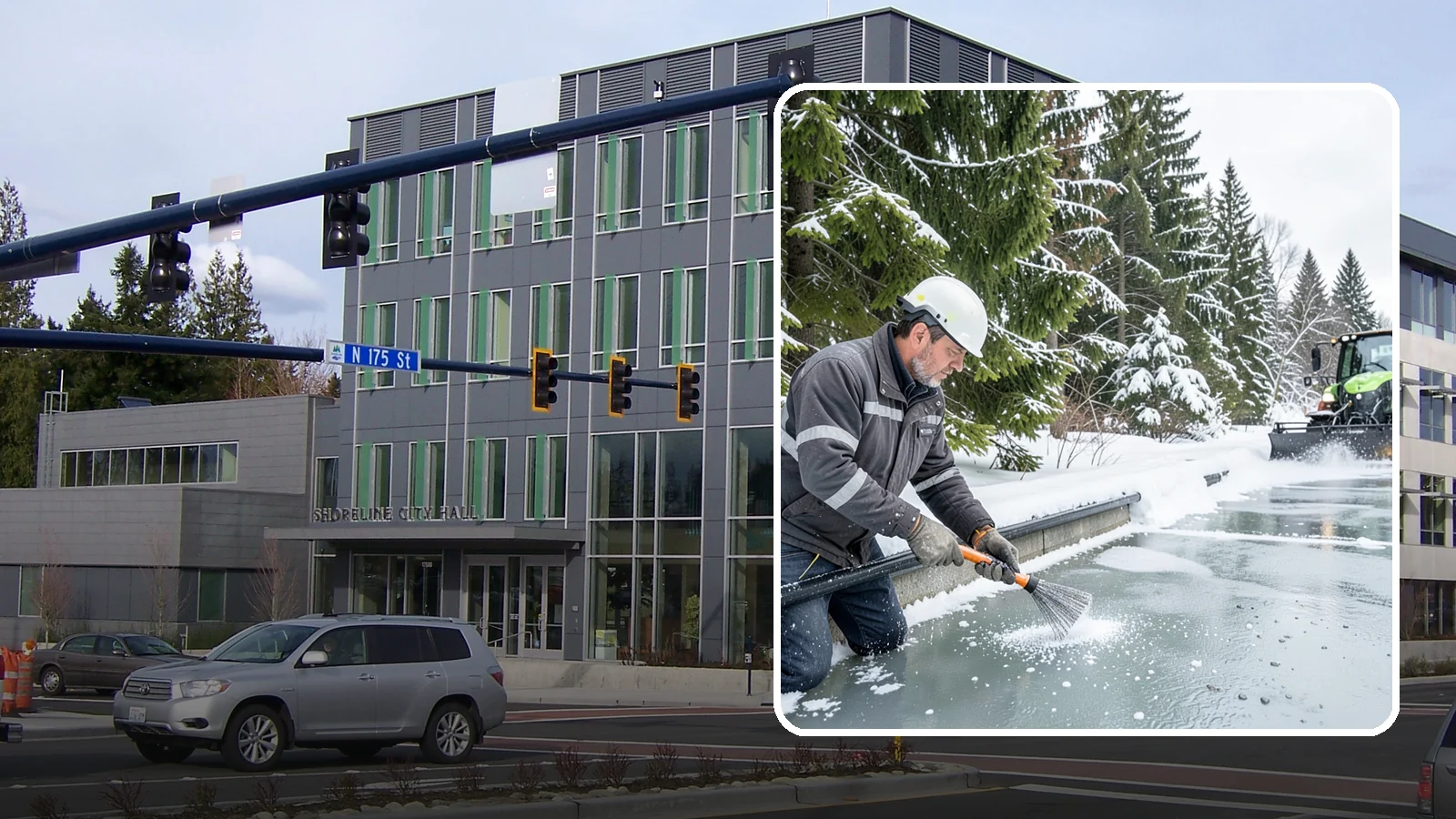 Gutter Heat Cable Installation in Shoreline, King County, WA - We install heat cable in gutters and downspouts to keep meltwater flowing through freezing weather.