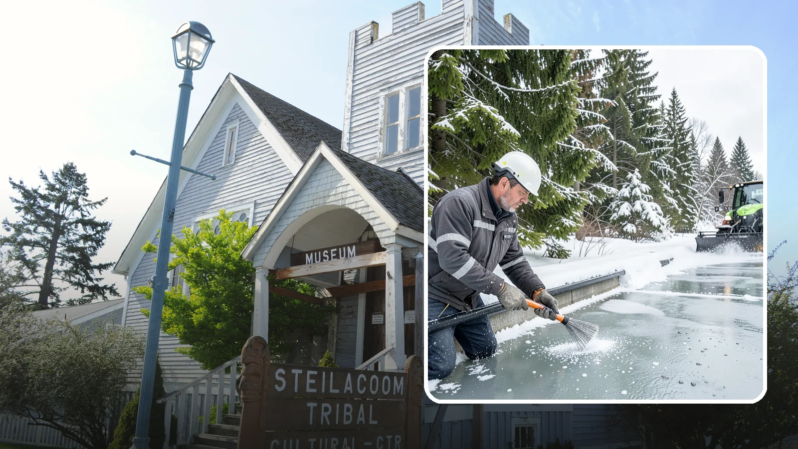 Gutter Heat Cable Installation in Steilacoom, Pierce County, WA - We install heat cable in gutters and downspouts to keep meltwater flowing through freezing weather.