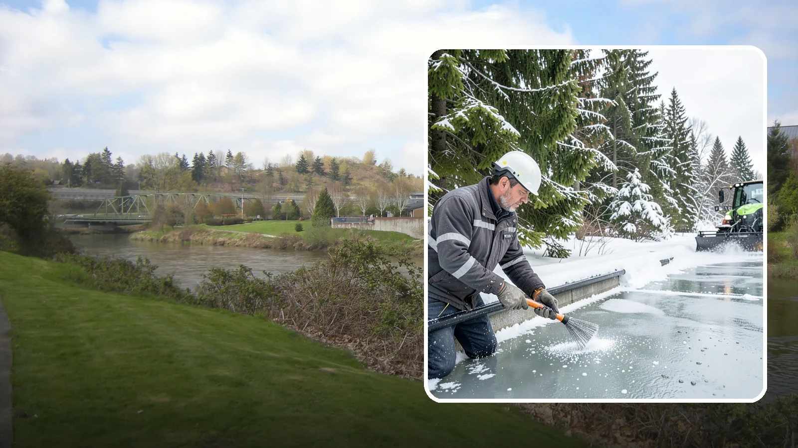 Gutter Heat Cable Installation in Tukwila, King County, WA - We install heat cable in gutters and downspouts to keep meltwater flowing through freezing weather.