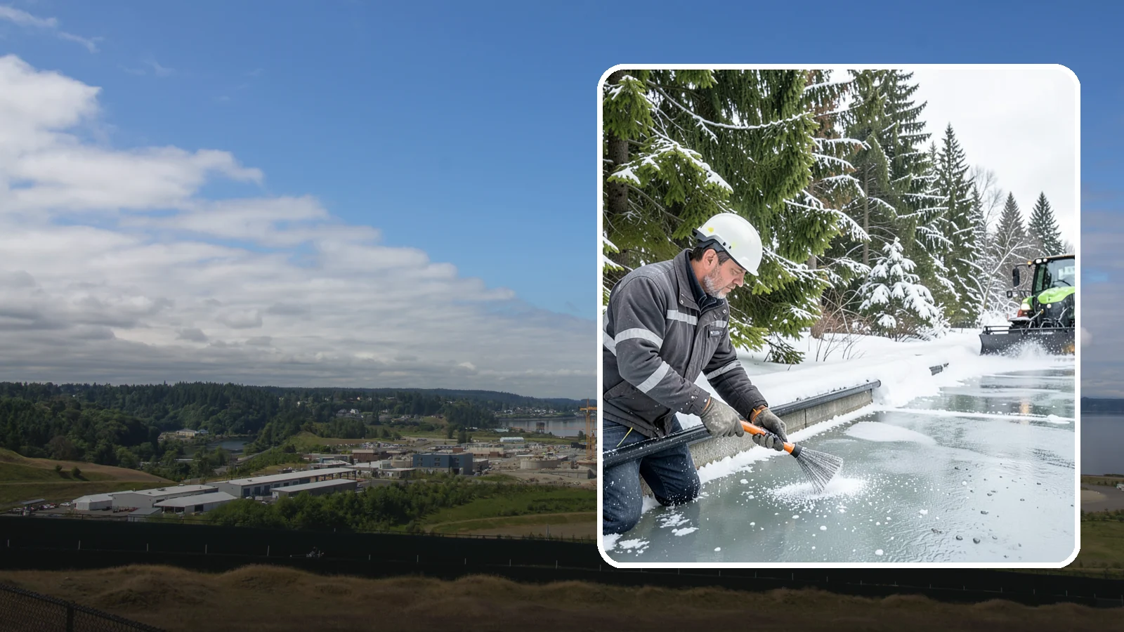 Gutter Heat Cable Installation in University Place, Pierce County, WA - We install heat cable in gutters and downspouts to keep meltwater flowing through freezing weather.